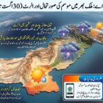 این ڈی ایم اے کا 30 اگست تا 4 ستمبر کے لیے ملک بھر میں موسم کی صورتحال کا الرٹ جاری
