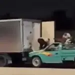 مصر میں تیز رفتار ٹرک کے پیچھے فلمی انداز میں چوری