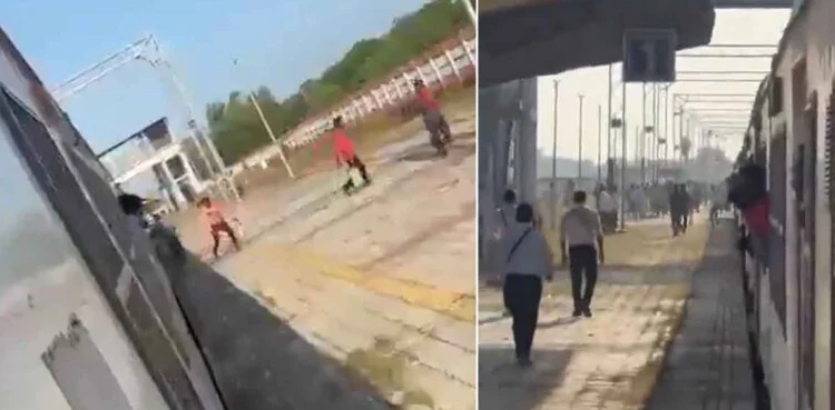 چلتی ٹرین سے درجنوں مسافر باہر کود گئے (ویڈیو وائرل)